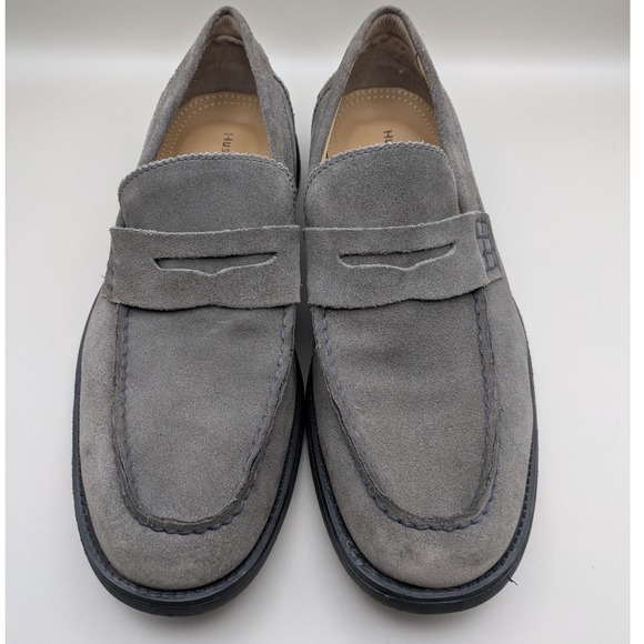 Hush Puppies Mens Grey Charcoal Suede Slide On Penny Loafer Size 9 - Picture 2 of 8
